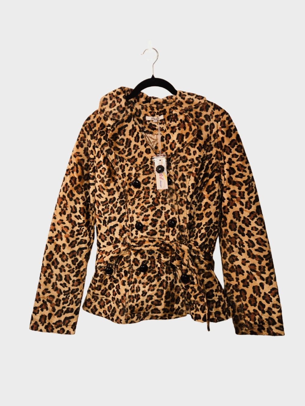 Vintage Y2k Fuzzy Leopard Print Belted Jacket!